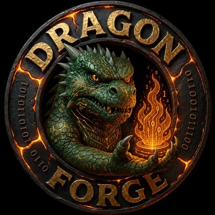 Dragon Forge logo: an armored dragon inside a molten iron ring